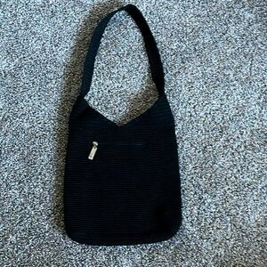 SALE-Vintage The sack bag hobo Black crocheted-11 1/2 x 11 x1